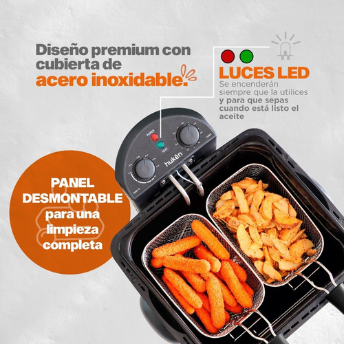 Freidora Aceite Masterchef Mk-df-4ss 4 Lt Doble Canasta Negro 110v