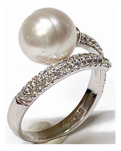 Anillo Ajustable Perla Enchapado Plata 925