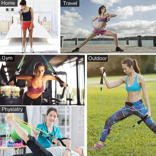 Imagem 6 de 10 de Kit Elástico Para Treino Exercícios Malhar Musculação Casa