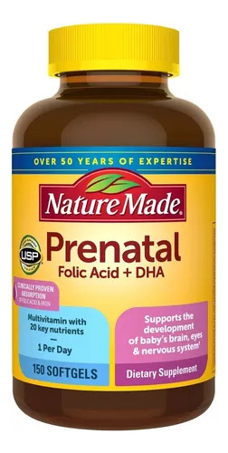 Nature Made Prenatal Acido Folico + Dha 150 Cápsulas 