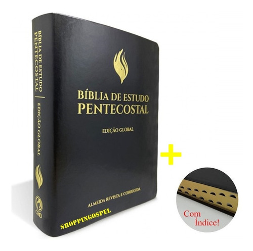 Biblia Sagrada De Estudo Pentecostal Edição Global Preta Grande Com Índice 