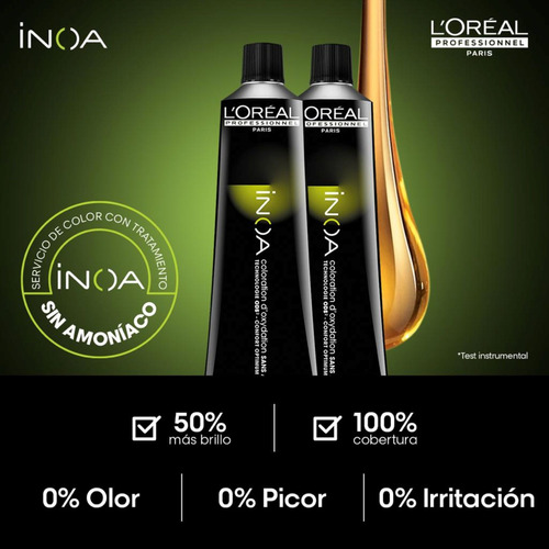 Tinte Inoa Loreal Sin Amoniaco 60gr 4.15 Paquete 2 Piezas 4.15