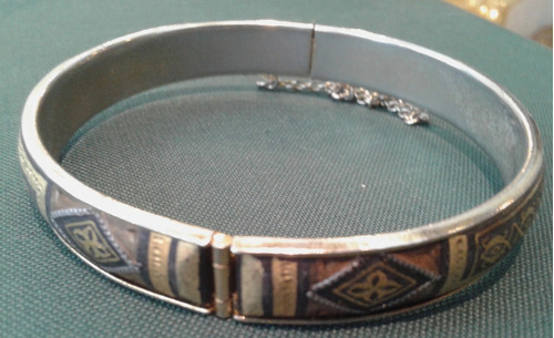 Antigua Pulsera Toledo Damasquina 6.5 Cm Diametro 1 Cm Ancho