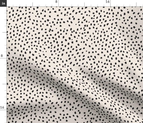 Tela De Color Crema Lunares Negros Estampado Anima...