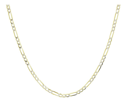 Cadena Oro Amarillo Blanco 10k Dama Figaro Diamantad La 50cm