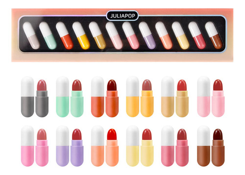 Kusslippe Juego De Mini Lpiz Labial, 12 Cpsulas De Colores,