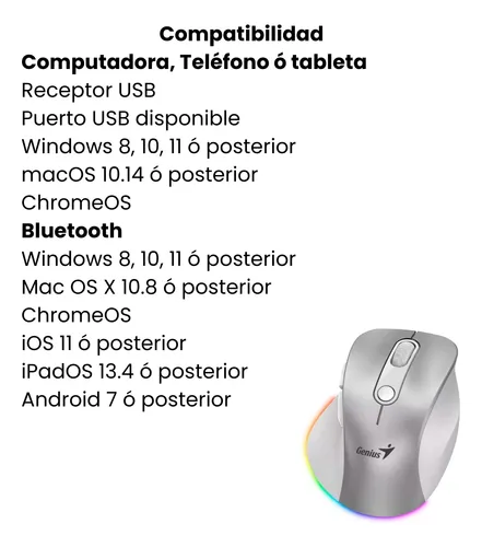 Mouse Inalámbrico Genius Ergo 9000s Pro Plateado Plateado