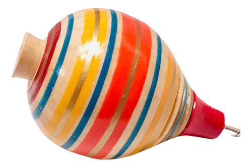3 Trompos De Madera Artesanal Con Cuerda Colorido