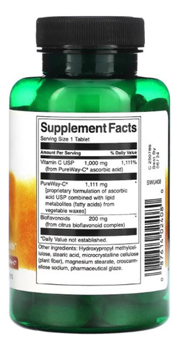 Vitamina C 1000 Mg 90tb Bioflavonoides Rosa Mosqueta Swanson Sabor No Aplica