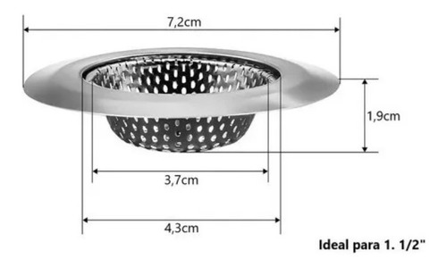 Imagem 3 de 3 de Ralo Ralinho Para Pia 7cm Inox Com Borda Cozinha Banheiro