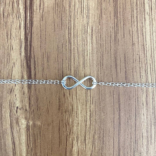 Imagen 7 de 10 de Pulsera De Plata 925 Mujer Infinito Con Doble Cadena Agálea