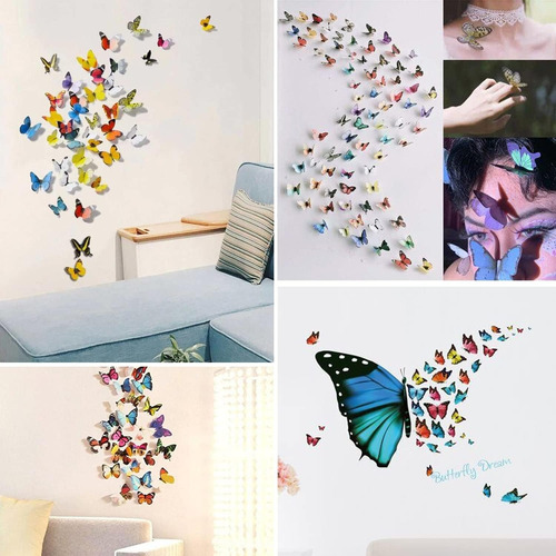 96pcs Etiqueta Engomada De Mariposa Decorativa Calcomanía 3d