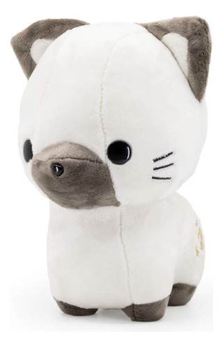 Bellzi Lindo Juguete De Peluche De Gato Siamés Adorabl. Color Marrón, blanco