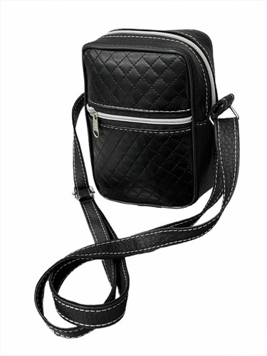 Porta Celular Eco Cuero Morral Bandolera Bolso Chico Negro