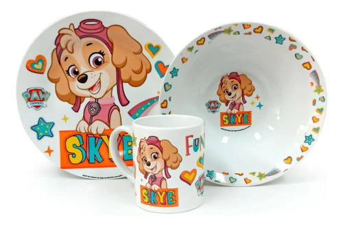 Set Cerámica Scool 3 Piezas - Paw Patrol Skye Niña