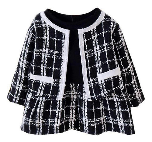 Conjunto De Falda A Cuadros A La Moda Para Niñas, Chaqueta Y