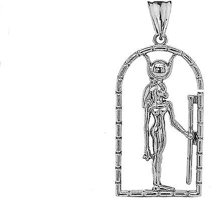 Collar Con Colgante De Dios Egipcio De Hathor De Plata Fina