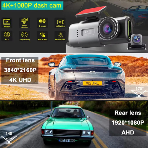 Dashcam Del Coche De 2 Lentes Wifi Gps 4k Dvr Barato