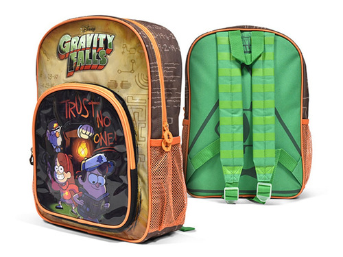 Mochila Espalda Gravity Falls Trust No One 36cm Color Verde