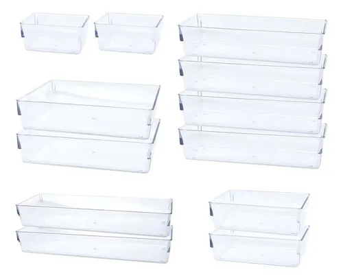 Kit 12 Organizador Acrílico Transparente Empilhável Modular