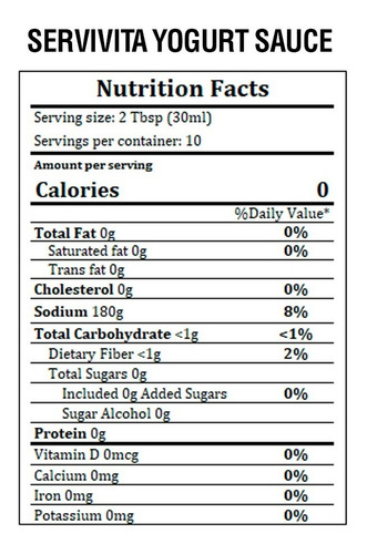 Salsa Servivita Yogurt Sauce 0 Calorías 0 Azúcar