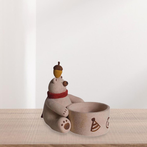 Candelabro Con Escultura De Oso, Soporte Para Velas, Mesa De