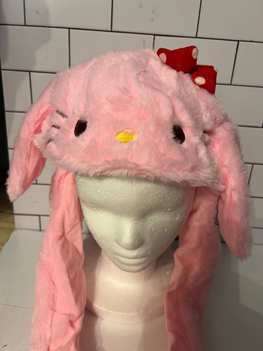 Gorro Peluche Levanta Orejas Varios Modelos Muy Suave Hello Kitty Rosa 1