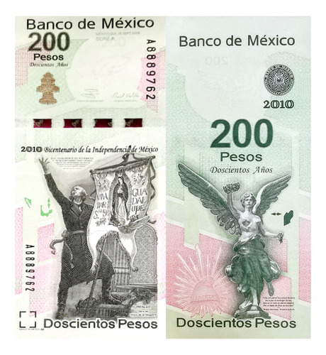 5 Billetes 200 Pesos Bicentenario Independencia México 2010