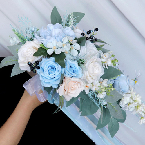 Para Ramo De Boda, Flores Artificiales Rosas, Decoración,