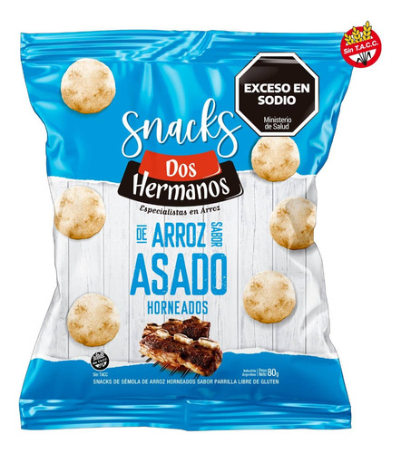 Snacks Discos De Arroz Dos Hermanos Asado X 80 Grs.