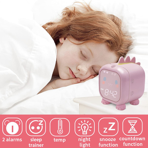 Despertador Digital Anruk Dinosaur Para Niños Con Luz Noctur