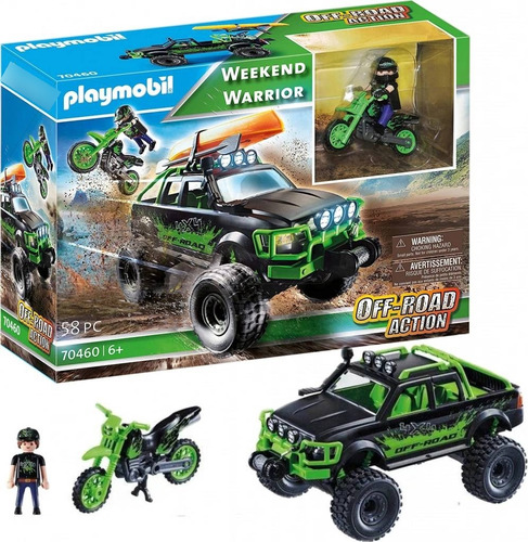 Playmobil Camioneta Todo Terreno 4x4 Moto Canoa 58pcs 70460 Camioneta Todo Terreno