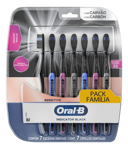 Escova De Dente Oral-b Indicador Black Charcoal - 7 Unidades