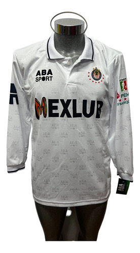 Jersey Original Aba Sport Chivas Visita Blanca Larga 1997