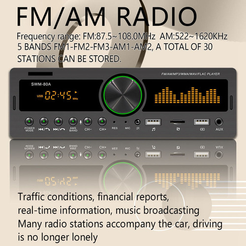 Bluetooth Estéreo Fm Radio Aux Tf Tarjeta U Disco En