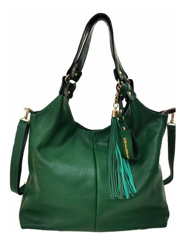 Bolsa hobo Oliver Mour 1025 design liso de couro  verde com alça de ombro verde alças de cor verde e ferragens metal