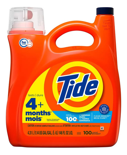 Tide Líquido Clean Breeze Detergente Para Ropa 4.31 L