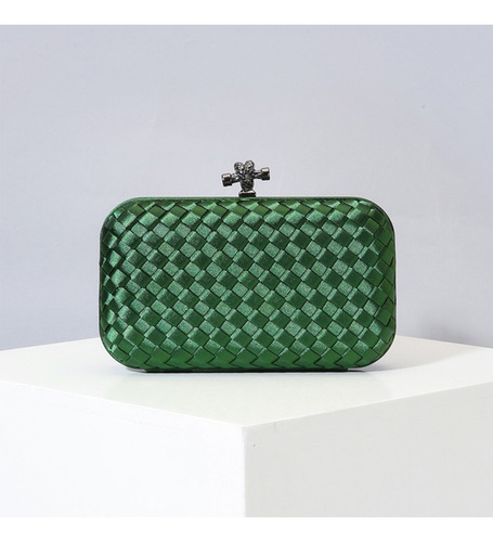 Bolsa De Festa Clutch Acabamento Com Trança  Casamento Cor Verde-escuro