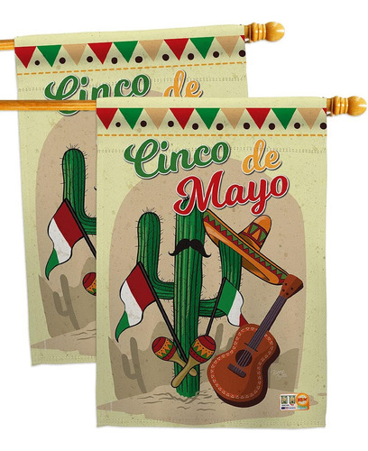 Breeze Decor Fiesta Cinco De Mayo House Flag 2 Piezas Pack