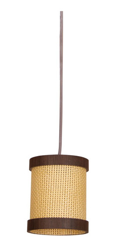 Lustre Pendente Straw Mini Palha Natural Imbuia Muller Cor Marrom 110v/220v