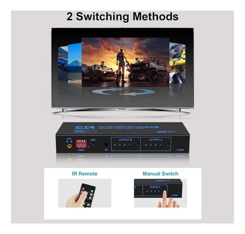 Administrador Hdmi Matrix 4x2 4 Entradas A 2 Salidas 4k 60hz