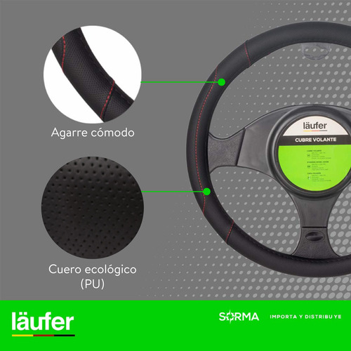Imagen 4 de 10 de Cubre Volante Para Auto Laüfer Cuero Importado