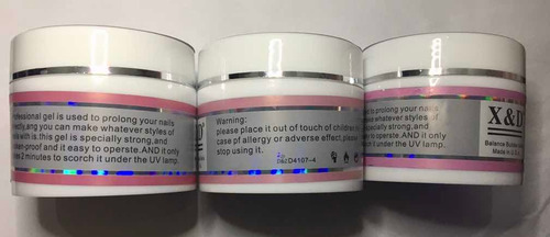 Kit 3 Gel X&d Uv Led 56g Pink Nude, Transparente Unhas Fibra