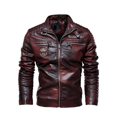 Chaqueta Casual De Cuero Sintético Para Hombre