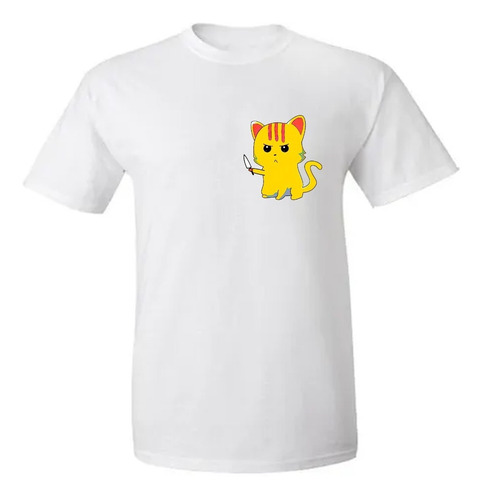 Remera Gato Tierno Enojado Cuchillo #2 Para Adultos Y Niños 