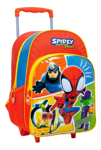 Mochila Carro 16 Spidey Af Roja Vs Enemigos Color Rojo Diseño De La Tela Spidey Vs Enemigos