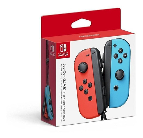 Imagen 2 de 7 de Set de control joystick inalámbrico Nintendo Switch Joy-Con (L)/(R) rojo neón y azul neón