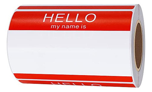 Hello My Name Is Red Name Tag Identification Stickers 3...