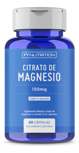 Citrato De Magnesio - Fynutrition - 130mg Cada 2 Cápsulas - Con Vitamina D - Cápsulas En Frasco De 60 Unidades