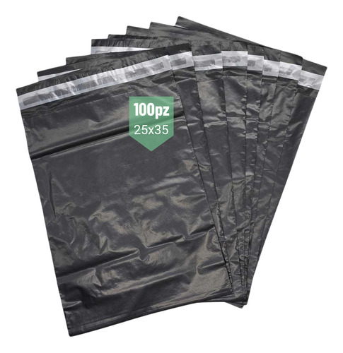 100 Bolsas Sobre Paquetería Ecommerce Envíos 25x35cm Negro / Be-003